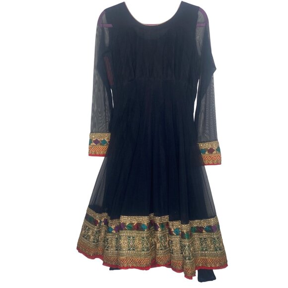 Anarkali Dress S/M Gold Embroidery Beaded‎ Party Gown Indian Cosplay Dance - Picture 10 of 16